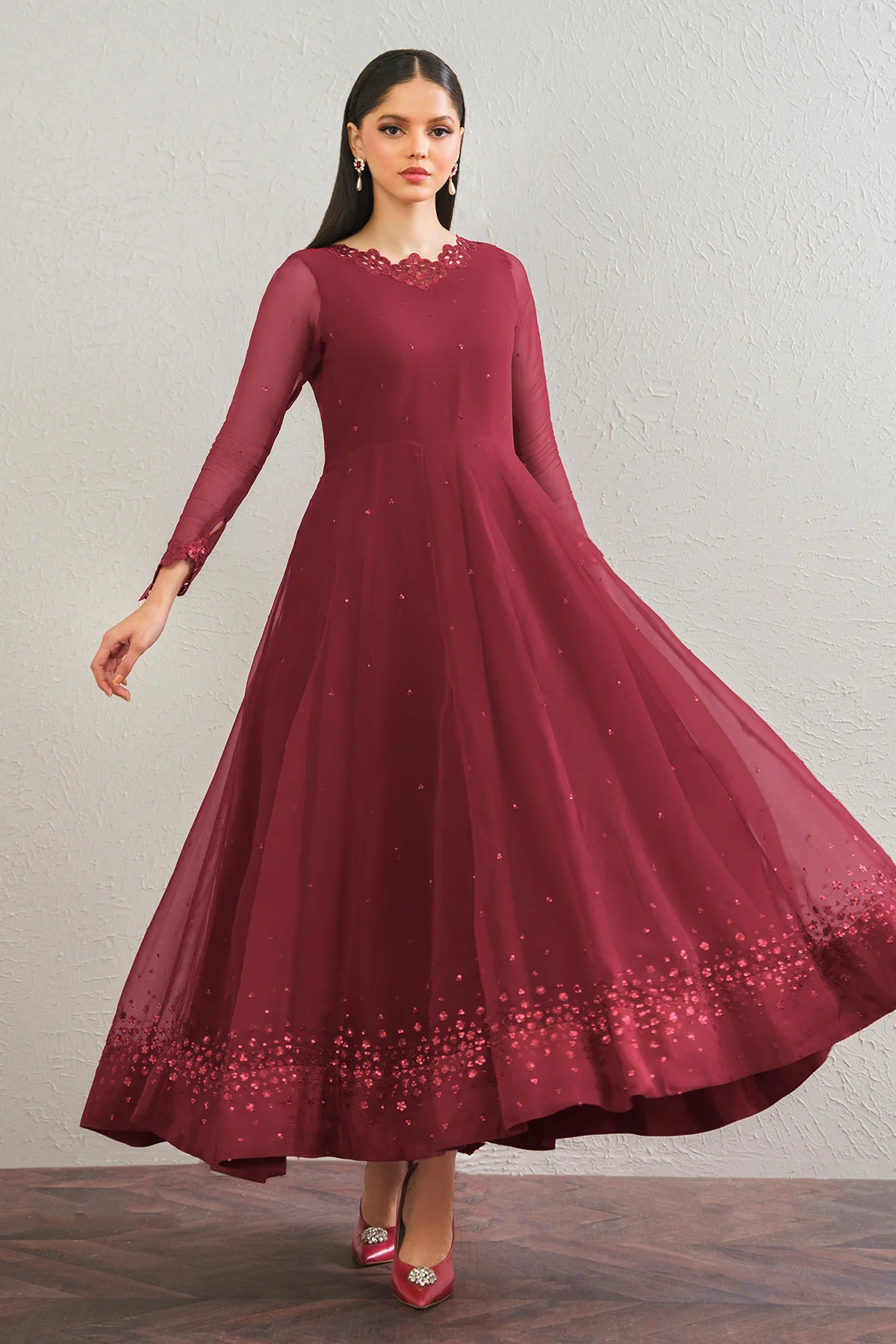 EMBROIDERED CHIFFON FROCK PR-901 - Image 2