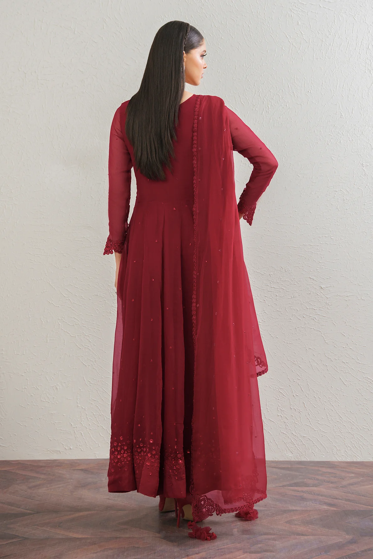 EMBROIDERED CHIFFON FROCK PR-901 - Image 3