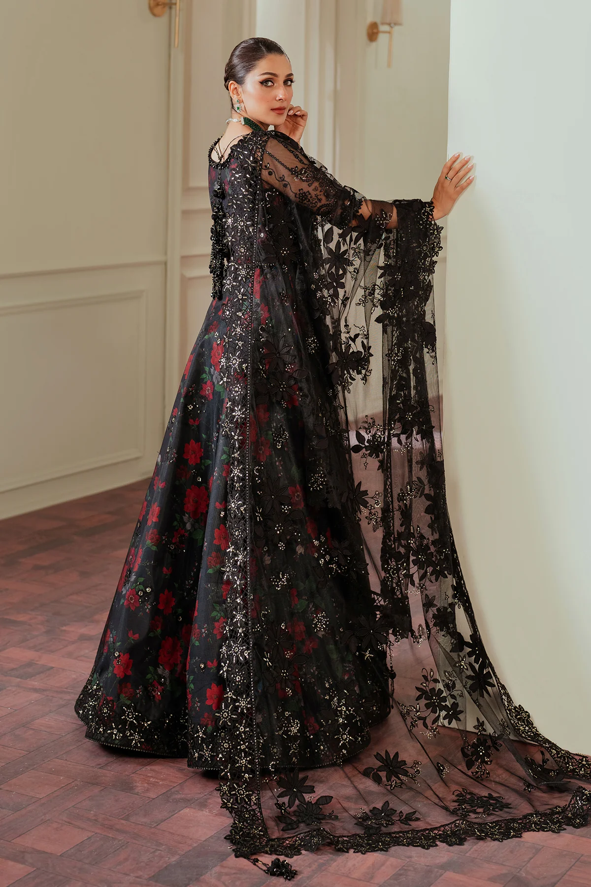 EMBROIDERED NET CH13-05 UNSTITCHED - Image 4