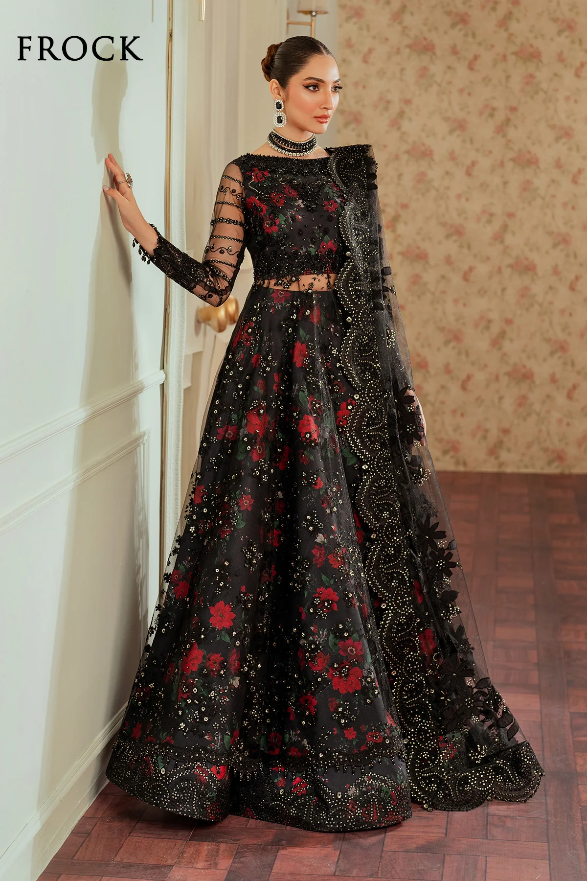 EMBROIDERED NET CH13-05 UNSTITCHED - Image 5