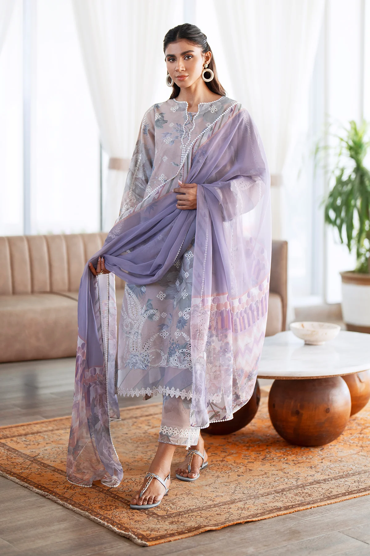 EMBROIDERED PRINTED LAWN UF-4079